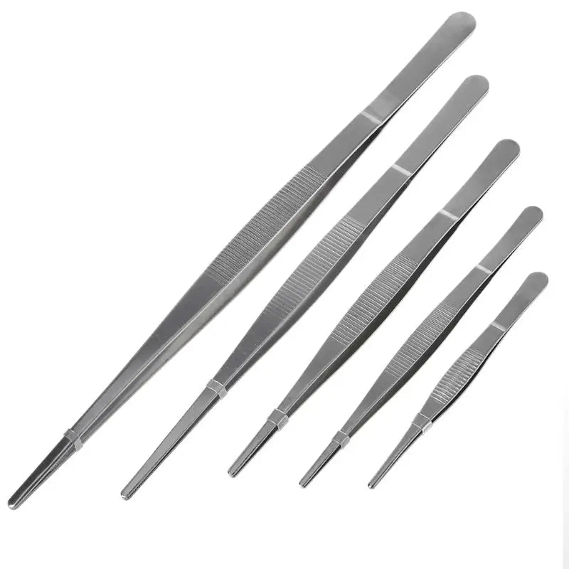 Toothed Tweezers Barbecue Stainless Steel Long Food Tongs Straight Home Tweezer Garden Kitchen BBQ Tool 5 Sizes Barbecue J9K