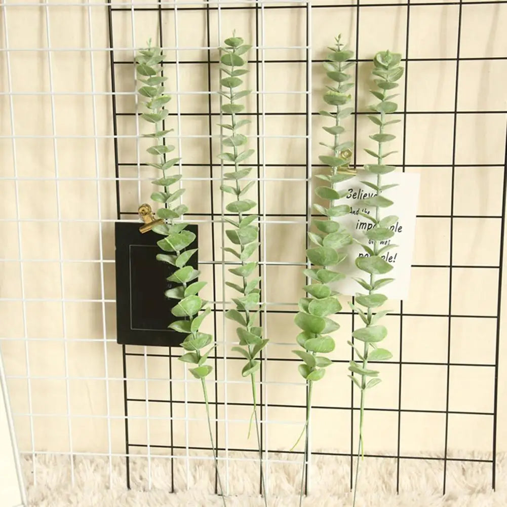 2Pcs Artificial Plant Fake Eucalyptus Green Leaf Fake Foliage Flowers Rattan string Home Garden Wedding Party Decoration Artific
