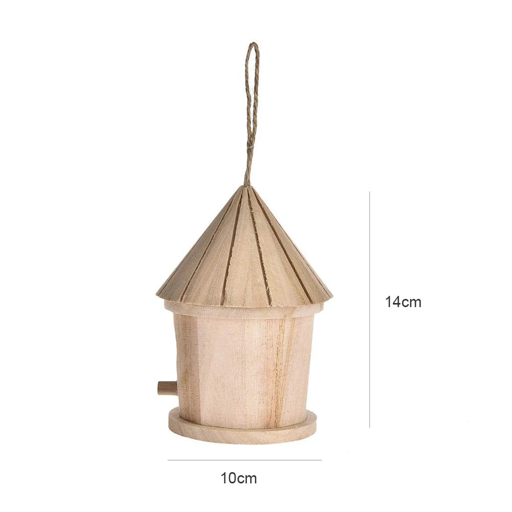 Wooden Bird Nest Hanging Bird House Home Natural Wooden Bird Cage Resting Place Wall-Mounted Outdoor Birdhouse Wooden Box