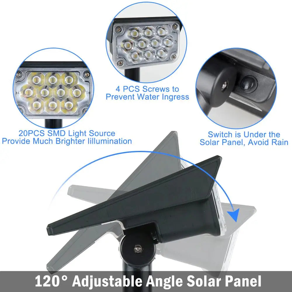 T-SUNRISE 1-4pcs 20LED Solar Garden Light IP65 Waterproof Auto ON/OFF Outdoor Solar Lights Solar Landscape Spotlights Lamps