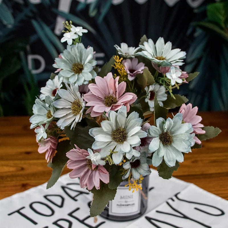 21 heads/1pcs Silk daisy Bride bouquet for Christmas home wedding new Year decoration fake plants sunflower artificial flowers