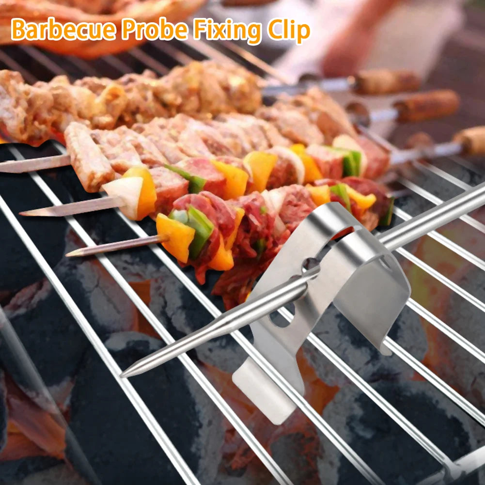 2pcs Durable Barbecue Probe Clip 3 Holes Anti-scalding Picnic Holders Stainless Steel Home Grill BBQ Accessory Kitchen Portable