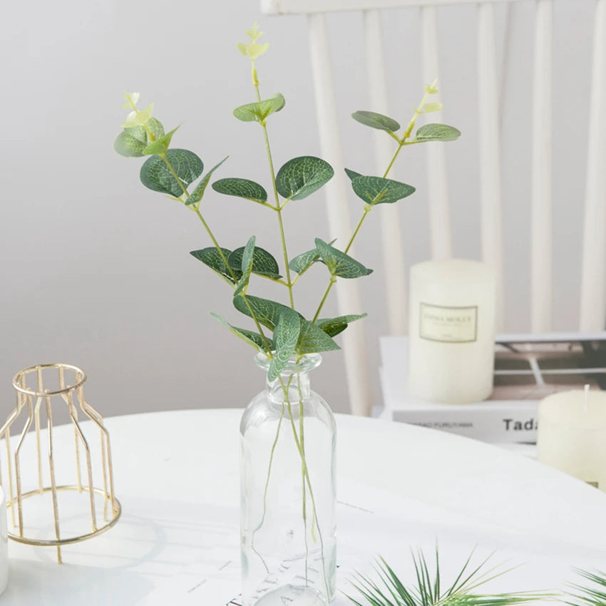 10PCS Artificial Plant Fake Grass Christmas Decorations Vases for Home Wedding Decorative Flowers Wreath Silk Eucalyptus Leave