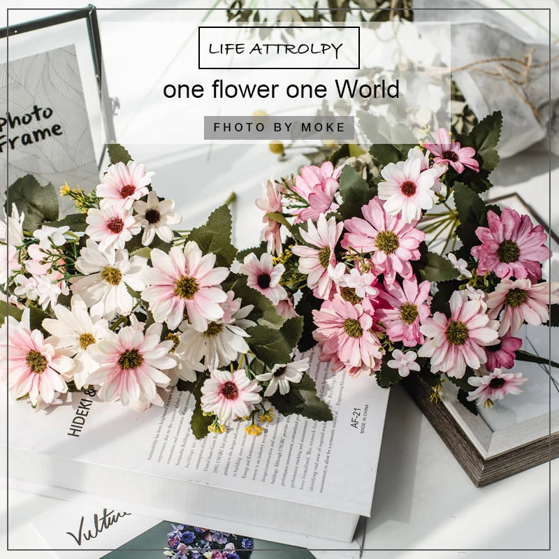 21 heads/1pcs Silk daisy Bride bouquet for Christmas home wedding new Year decoration fake plants sunflower artificial flowers