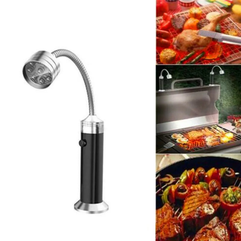 D2 2pcs Portable 360 Degree Magnetic LED Grill Light Lamp Adjustable BBQ Barbecue Grilling Lights Outdoor Grill Lighting Tools