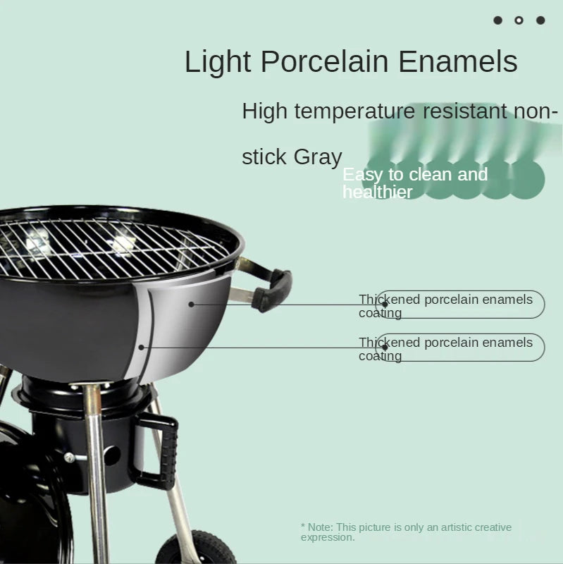 Household Outdoor BBQ Barbecue Stove Portable Barbecue Grill 18.5Inch Apple Stove Charcoal Grilled Barbecue Stove Push-Pull 2023