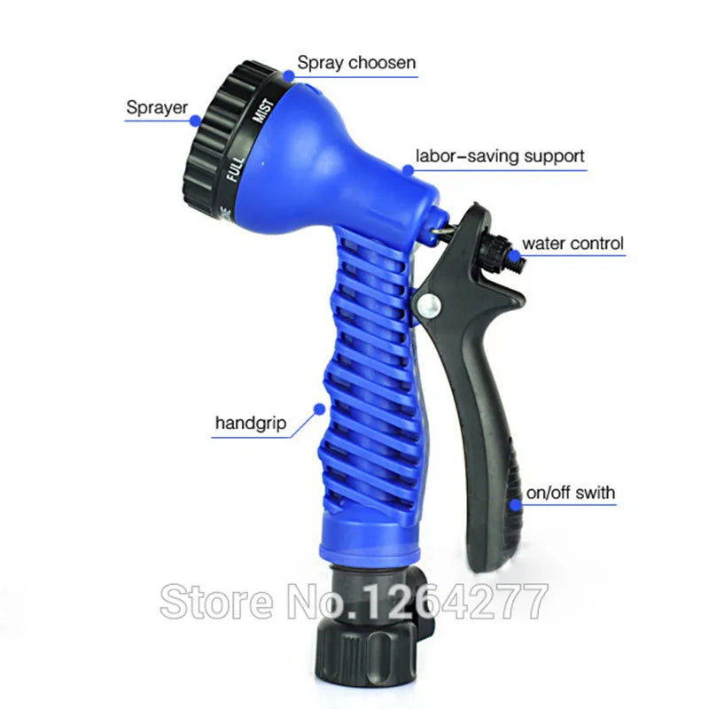 Watering Flexible Expandable Garden Hose Reels Blue And Green 25FT-200FT + 7 Function Spray Gun Connector (EU/US)
