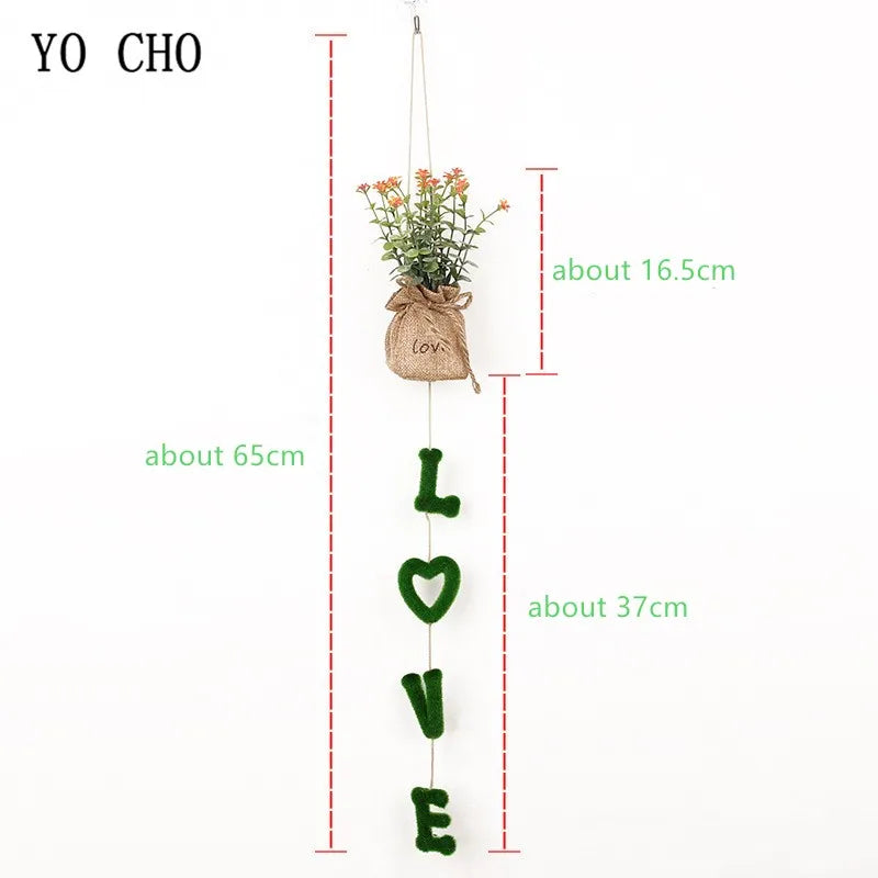 YO CHO 4PCS Artifical Grass Hanging Plant Wedding Home Flower Wall Decorations DIY Fake Flowers Bar Party Decor Holiday Gifts