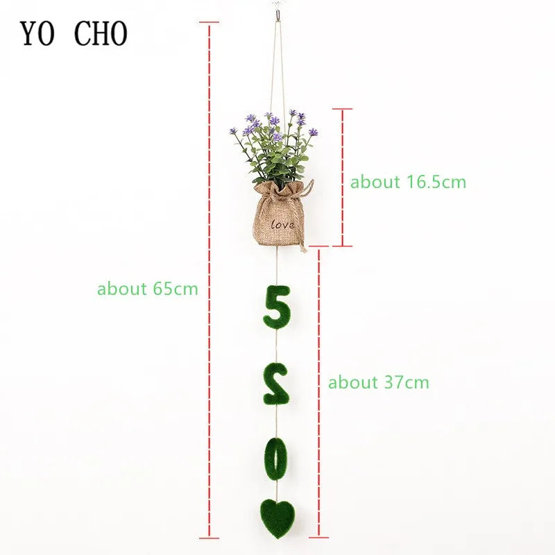 YO CHO 4PCS Artifical Grass Hanging Plant Wedding Home Flower Wall Decorations DIY Fake Flowers Bar Party Decor Holiday Gifts