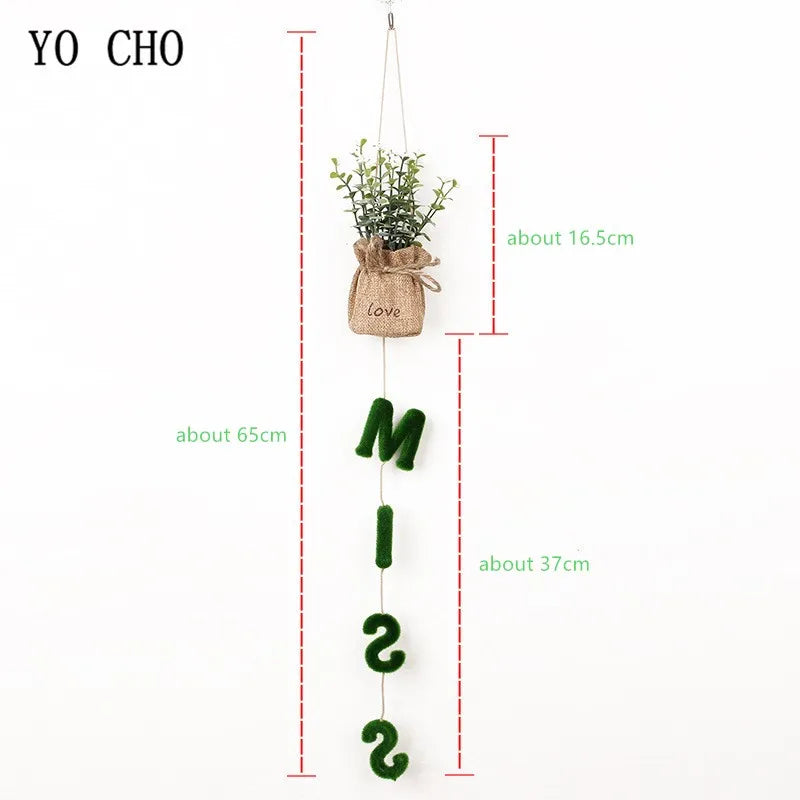 YO CHO 4PCS Artifical Grass Hanging Plant Wedding Home Flower Wall Decorations DIY Fake Flowers Bar Party Decor Holiday Gifts