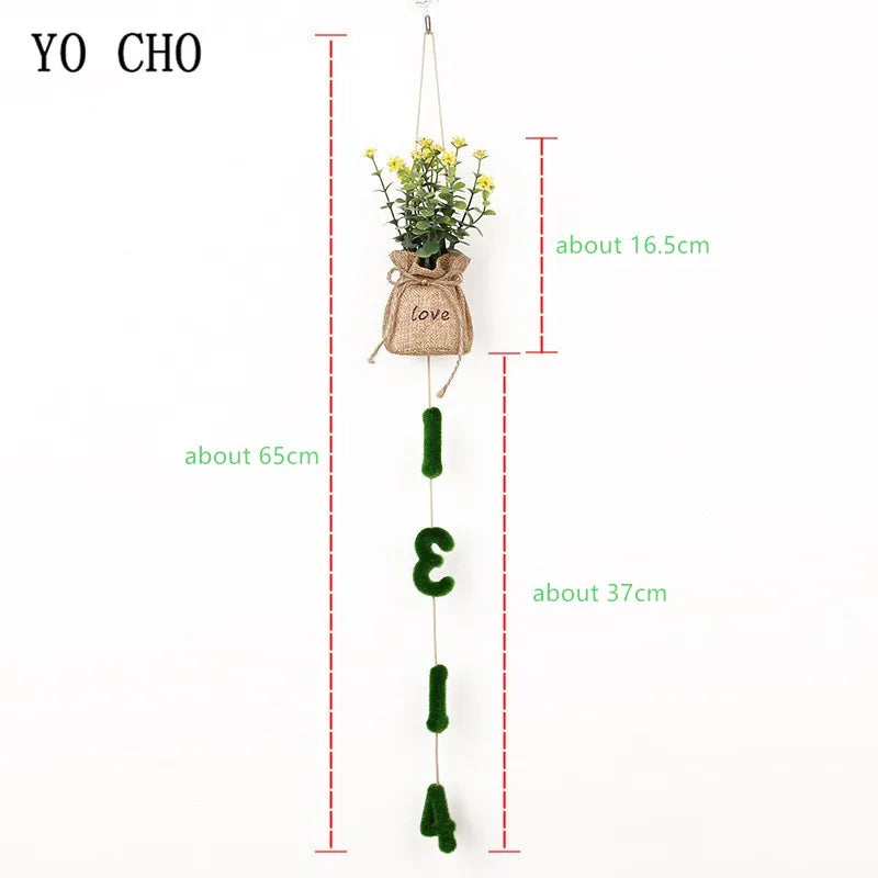 YO CHO 4PCS Artifical Grass Hanging Plant Wedding Home Flower Wall Decorations DIY Fake Flowers Bar Party Decor Holiday Gifts