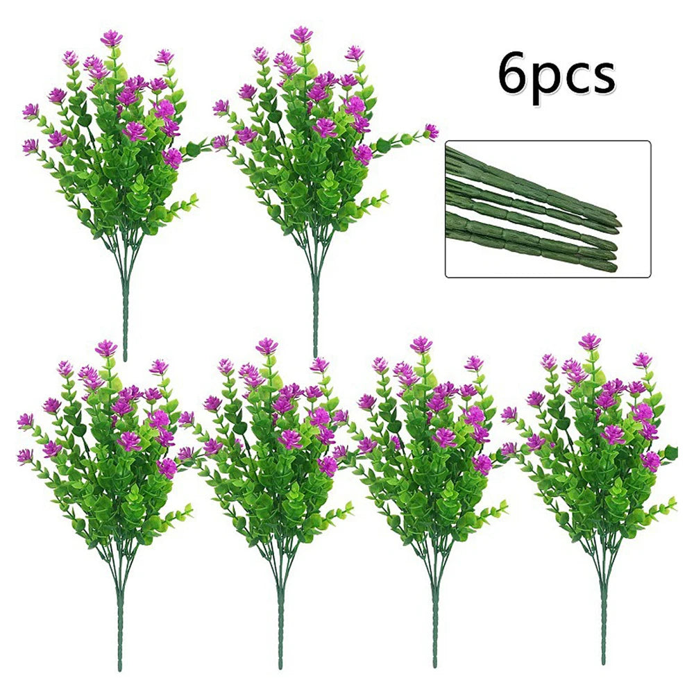 Faux Plastic Plants Artificial Flower Artifical Flowers 6pcs Elegant For Wedding Bridle Bouquet 6 Pcs Part Home Decoration