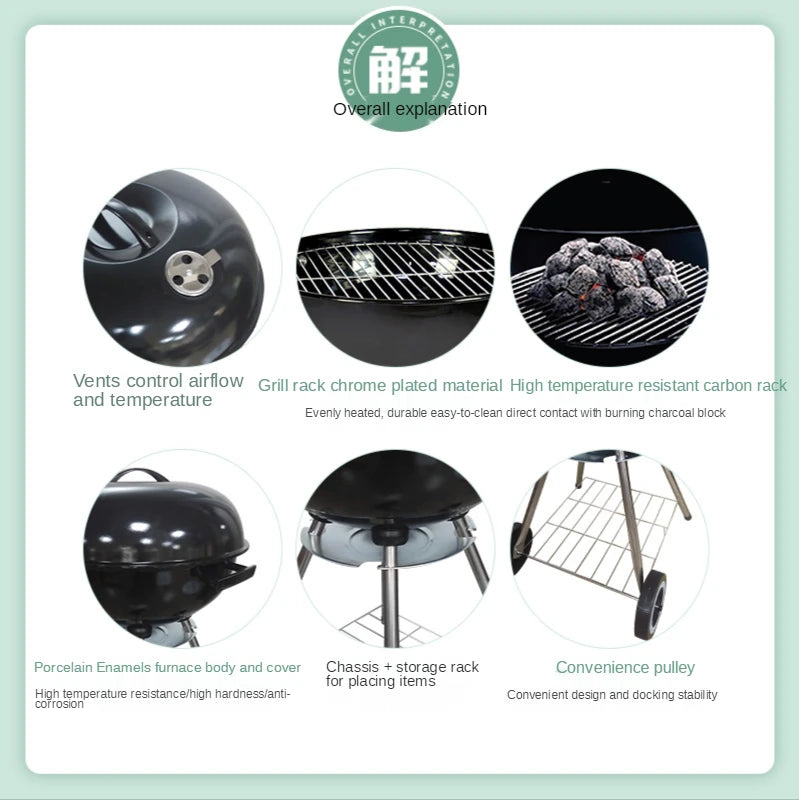 K-STAR Factory Wholesale Outdoor BBQ Grill Portable 18-Inch Barbecue Grill Charcoal Firewood Apple Barbecue Grill Drop Shopping