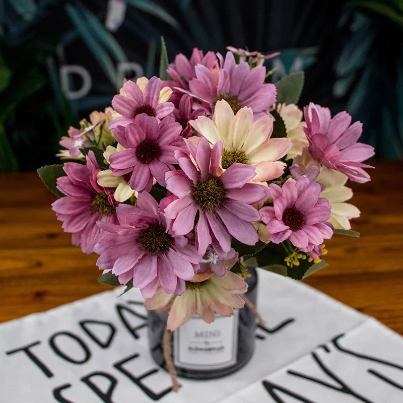 21 heads/1pcs Silk daisy Bride bouquet for Christmas home wedding new Year decoration fake plants sunflower artificial flowers
