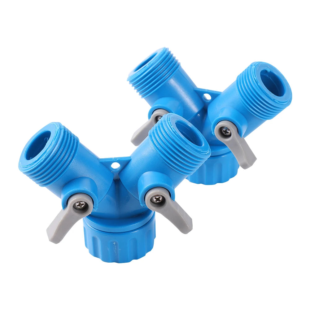 3/4" To 3/4" Male Thread 2-Way Shunt Valve Garden Hose Splitter Y-Type Watering Connector Tap Faucet Adapter Water Controller