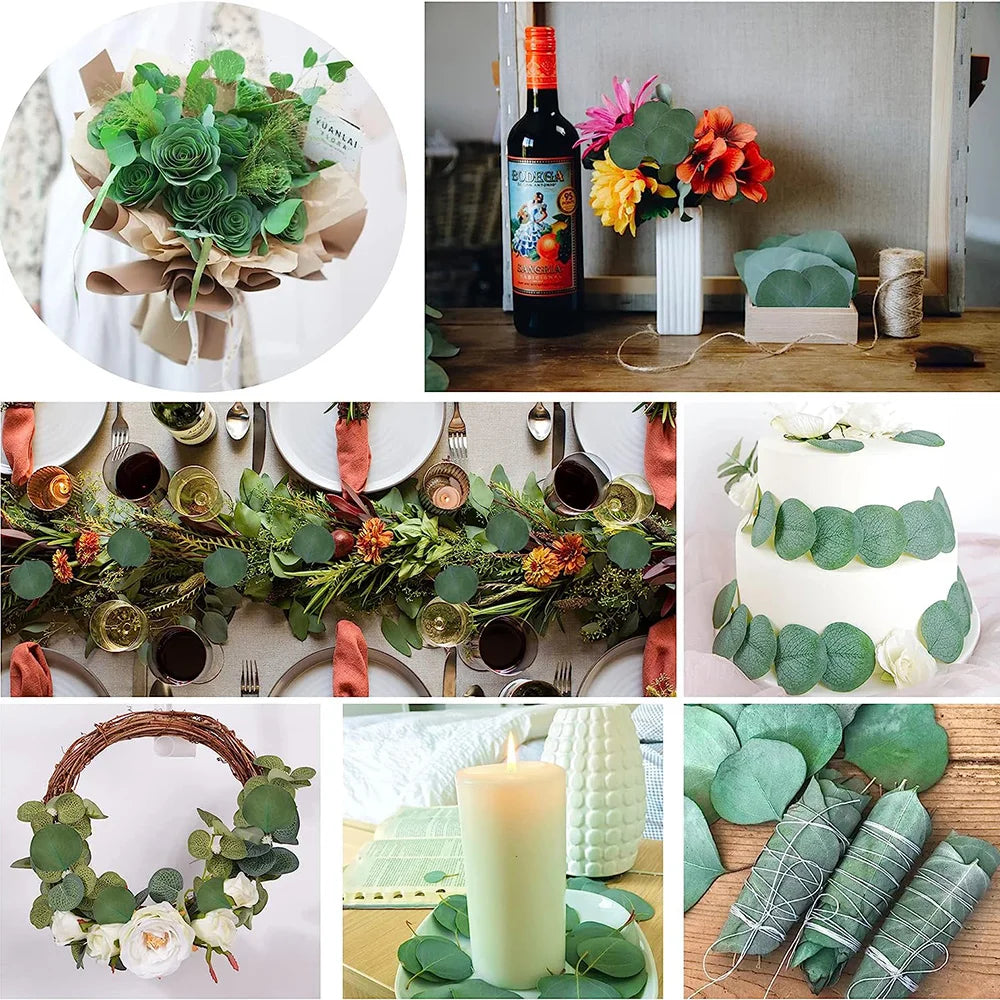 50Pcs Eucalyptus Leaves Dried Flower For Home Decor Artifical Plant Bouquet Branch Room Vase Plant Party Wedding Diy Crafts