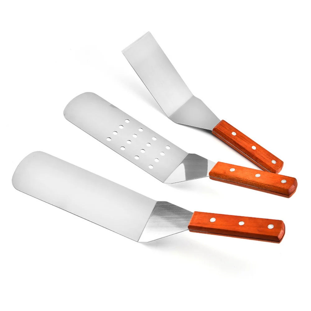 Stainless Steel Metal BBQ Grill Turner Spatula Kitchen Cooking Utensils Accessories for Cutlets Bacon Teppanyaki Pancake Cocina