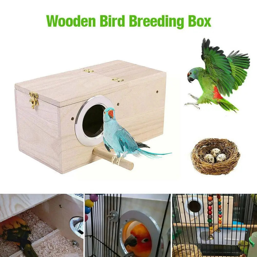 Wooden Bird Breeding Box Parrot Nesting Box Bird Breeding Birds Cage Cages Wood Toys Accessories Budgie Home House Lovebird B0U6