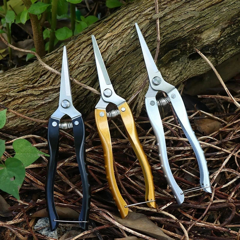 Stainless Steel Pruning Shears Gardening Tools Shears with Serrated Zinc Alloy Handle Fruit Tree Rough Branch Shears