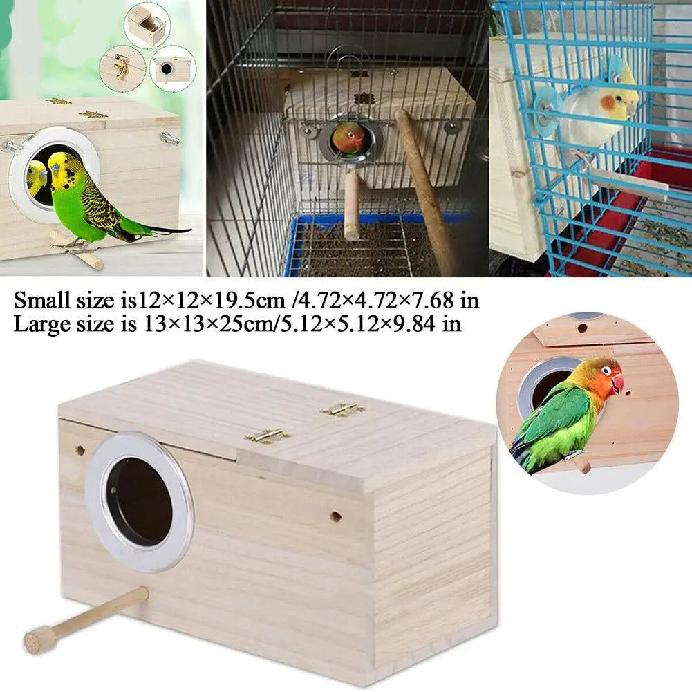 Wooden Bird Breeding Box Parrot Nesting Box Bird Breeding Birds Cage Cages Wood Toys Accessories Budgie Home House Lovebird B0U6