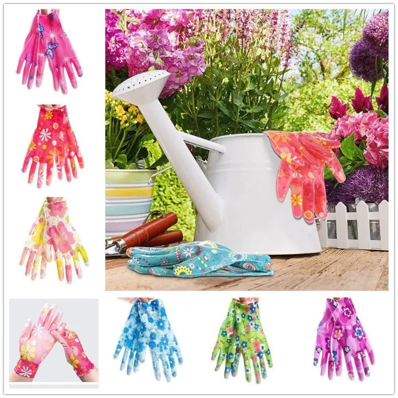 Planting Yard Cleaning Palm-Coated Floral Garden Gloves Women Non-Slip Working Gloves Non-Slip Household Labor Protection Gloves