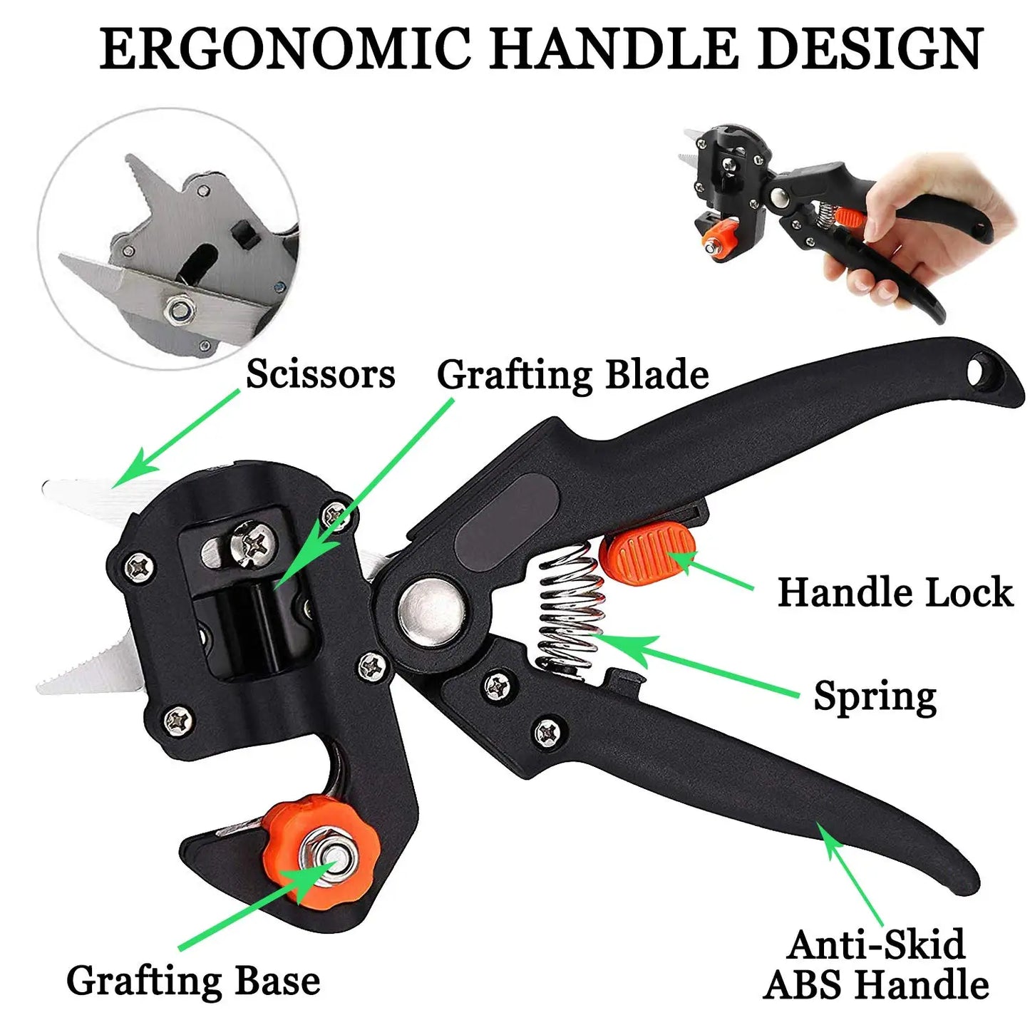 Professional Grafting Tools Pruner Kit Garden Fruit Tree Grafting Shears 2 in 1 Gardening Scissors Shear Cutting Hand Tools Set