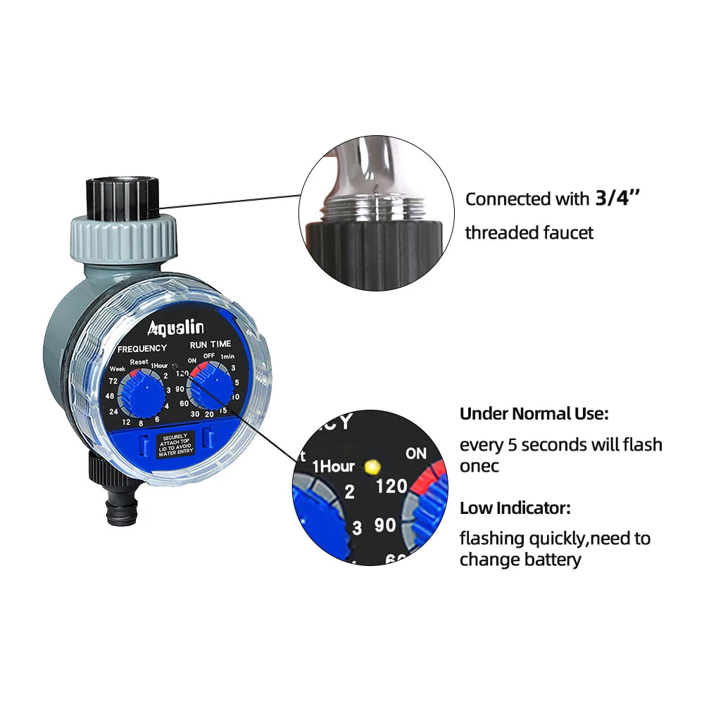 2pcs Aqualin Smart Ball Valve Watering Timer Automatic Electronic Home Garden for Irrigation Used in the Garden , Yard #21025-2