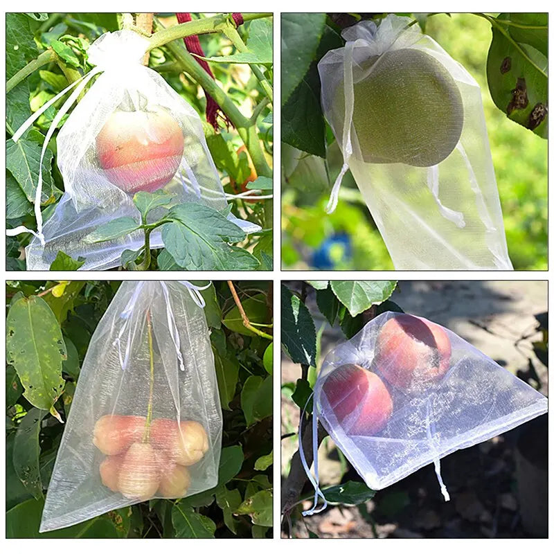 Fruit Protection Bags with Drawstring Garden Plant Net Barrier Bag for Tomatoes Grapes Mangoes