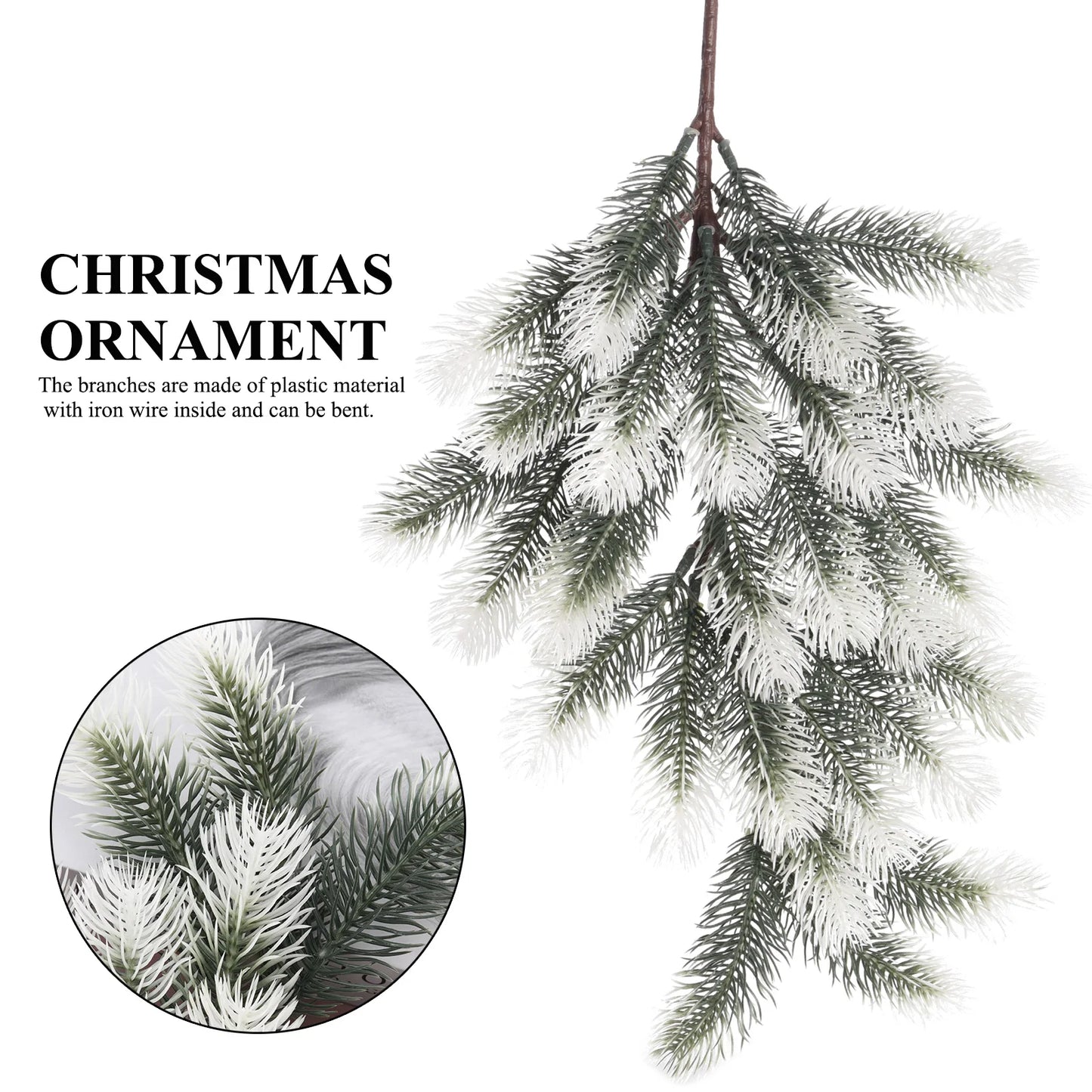 Christmas Pine Needles Ornament Fake Plants Artifical Flower Bendable Plastic Wall Hanging Photography Props Flowers