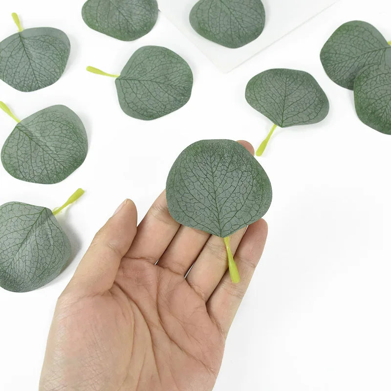 100 Pcs Artifical Eucalyptus Leaf Petal Silk Fake Plant Leaf For Wedding Party Decoration Home Garden Wreath Decor Supplies