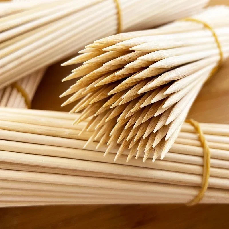 90pcs Bamboo Stick Food Grade Bamboo Skewer Sticks Disposable Natural Wood Long Stick for Barbecue Fruit BBQ Tools 15/20/25/30cm
