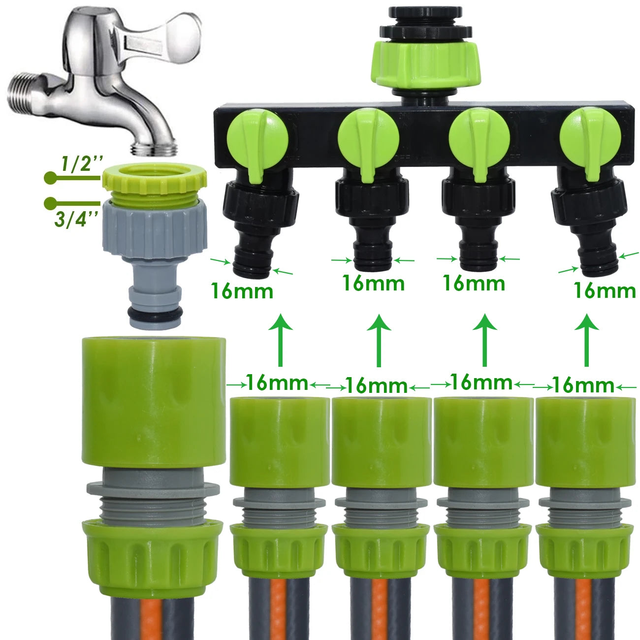 KESLA 10PCS Hose Garden Tap Water Hose Pipe 1/2 inch 16mm Connector Quick Connect Adapter Fitting Repair Watering Greenhouse