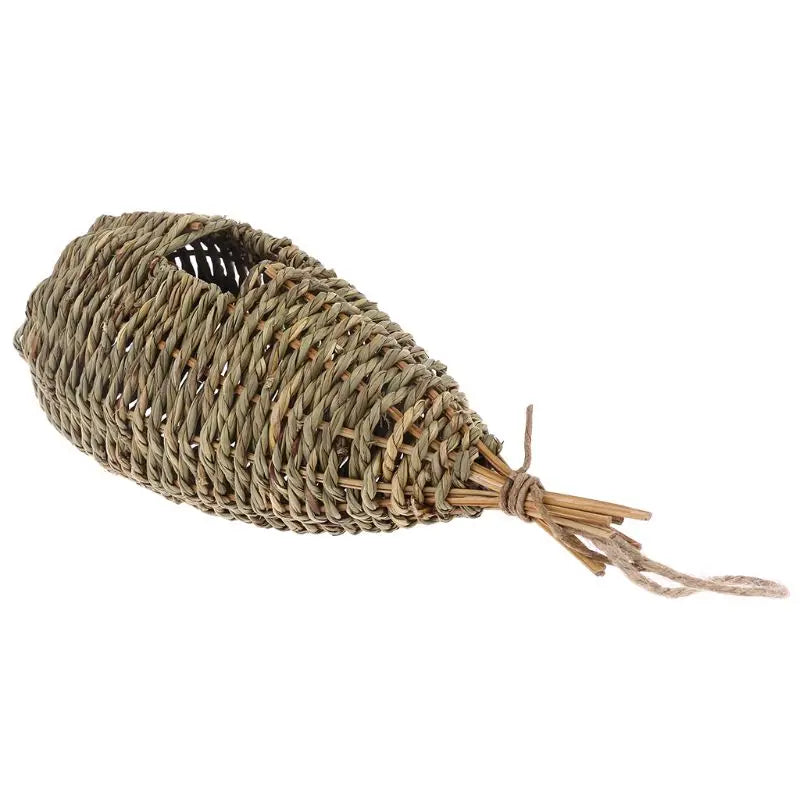 Hanging Bird House Pastoral Style Birdhouse Natural Fiber Finch Bird Nest Hut Outdoo Cage Hand-woven Straw Rope Shelter Hideaway