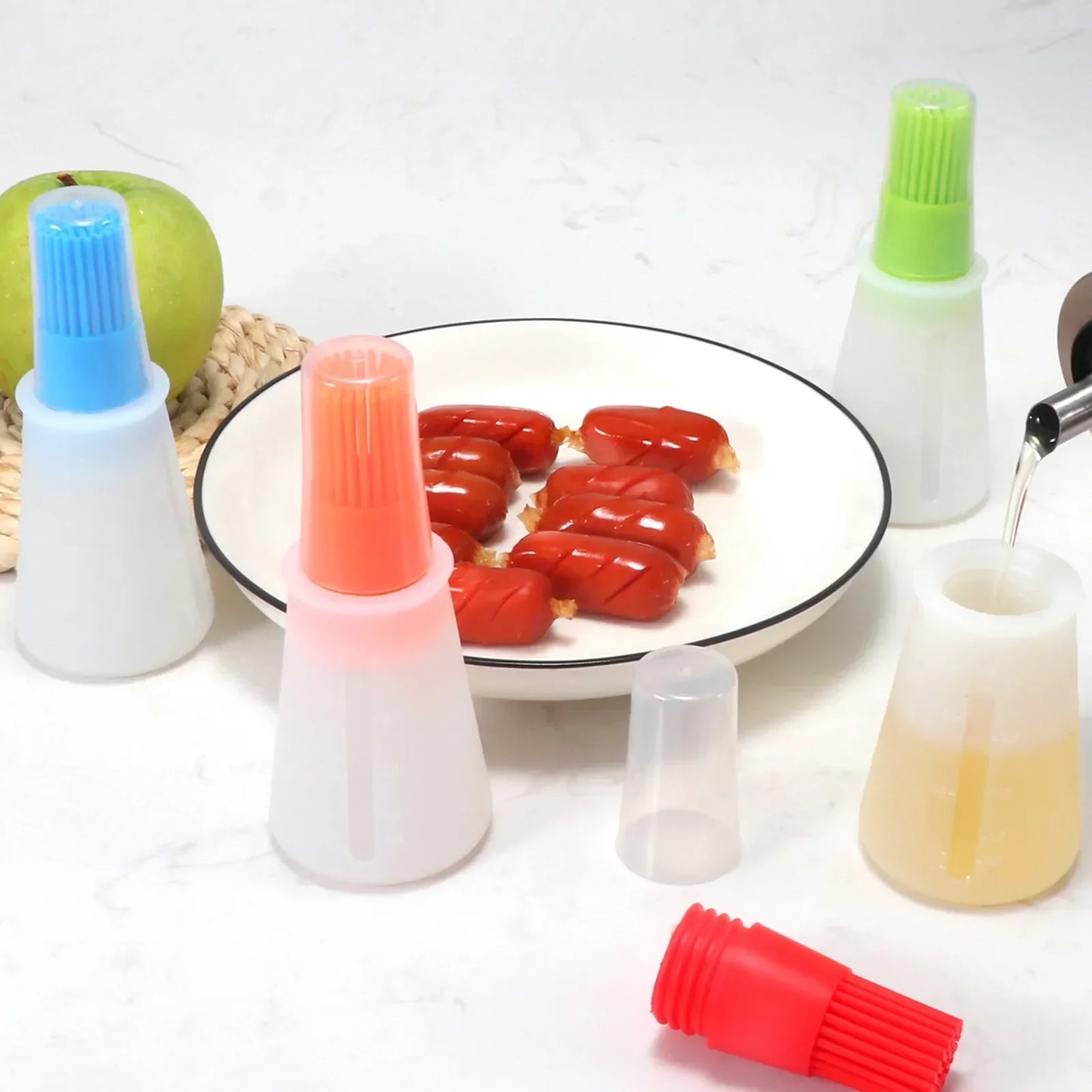 Silicone Flat-bottomed Barbecue Oil Bottle Brush BBQ Brushes Kitchen Gadgets Bbq Accessories