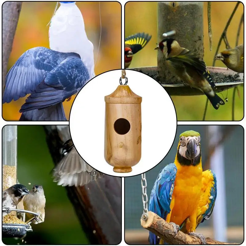 Wooden Hummingbird Swing Nest Wood Bird Houses For Outside Wooden Bird Swing Houses Natural Wood Nest For Humming Swallow Wren