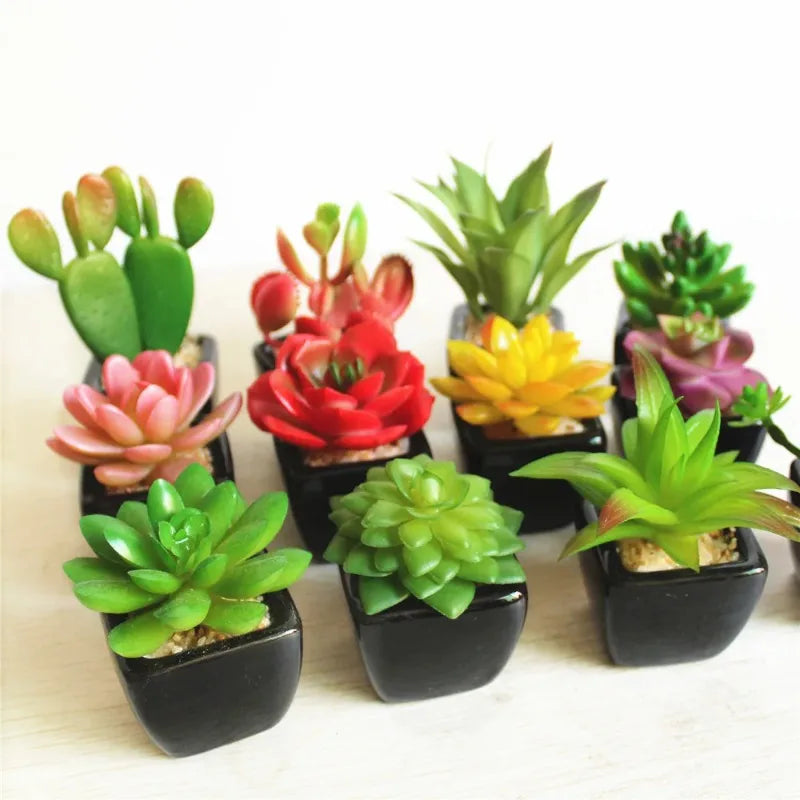 Home Garden Decoration Green Artificial Succulents Plants Desktop Mini Small Bonsai Bedroom Living Room Ornament Party Supplies