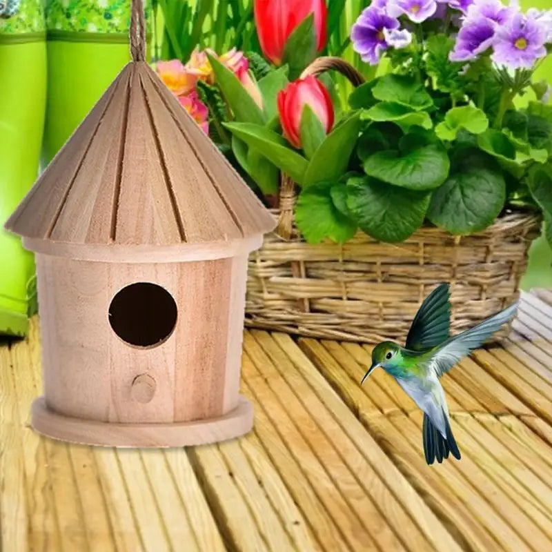 DIY Wooden Bird Nest Bird House Outdoor Hanging Birds House Home Decoration Gardening Decorations