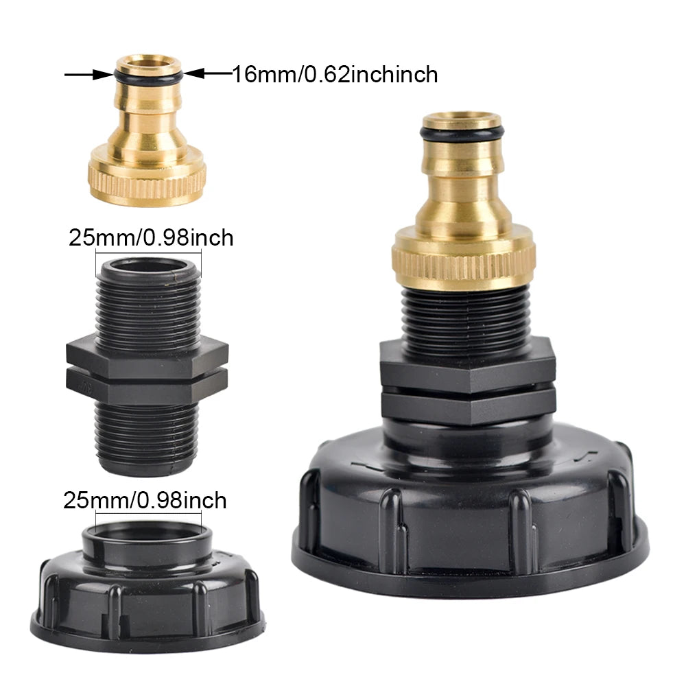 IBC Faucet Adapter S60x6 Thread Nipple Connector Valve Garden Hose Brass Quick Connector For 1000L Water Tank
