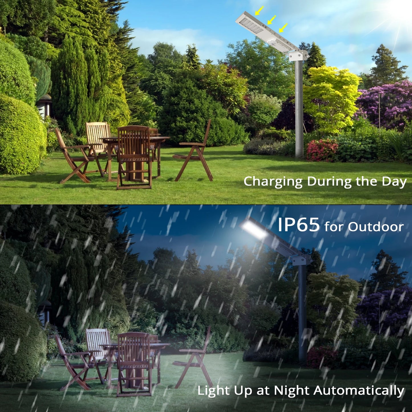 Alpha 1080X Outdoor Motion Sensor Solar Powered LED Pole Wall Street Path Solar Light For Garden 3 Working Mode Solar Lamp