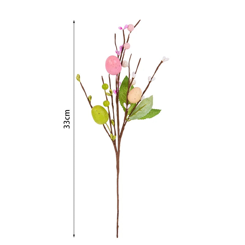 Easter Artificial Egg Flower Foam Egg Tree Branch Fake Plant Room Table Ornaments Easter Decoration 2023 Home Party Supplies