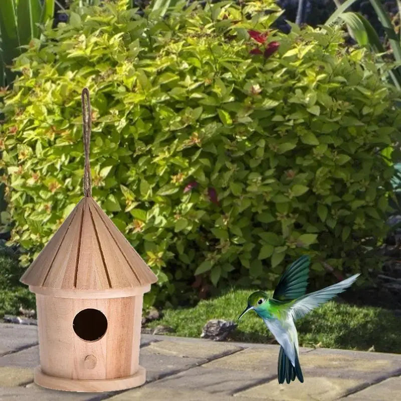 DIY Wooden Bird Nest Bird House Outdoor Hanging Birds House Home Decoration Gardening Decorations