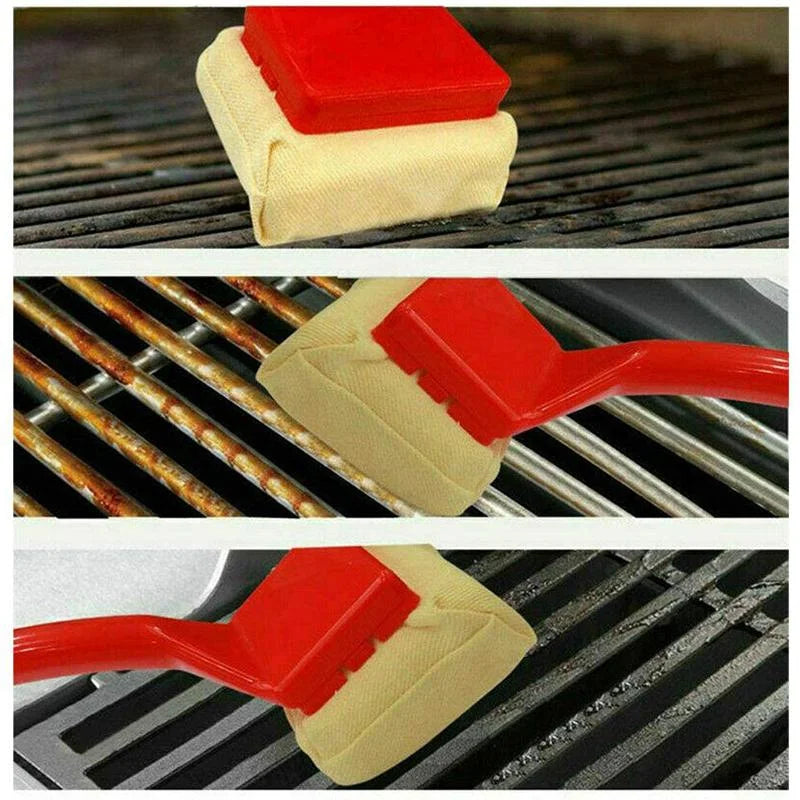 Grill Brush BBQ Replaceable Cleaning Head Bristle Free-Durable Scraper Tools Cast Iron Stainless-Steel Grates Barbecue Cleaner
