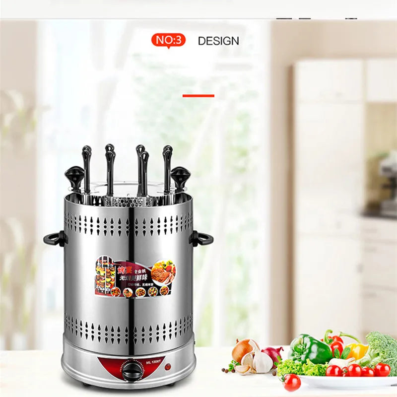 Electric Smokeless Vertical BBQ Grill Making Machine Meat Rotary Kebab Skewer Machine