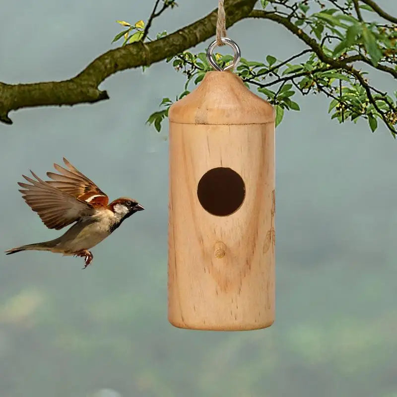 Wooden Hummingbird Swing Nest Wood Bird Houses For Outside Wooden Bird Swing Houses Natural Wood Nest For Humming Swallow Wren