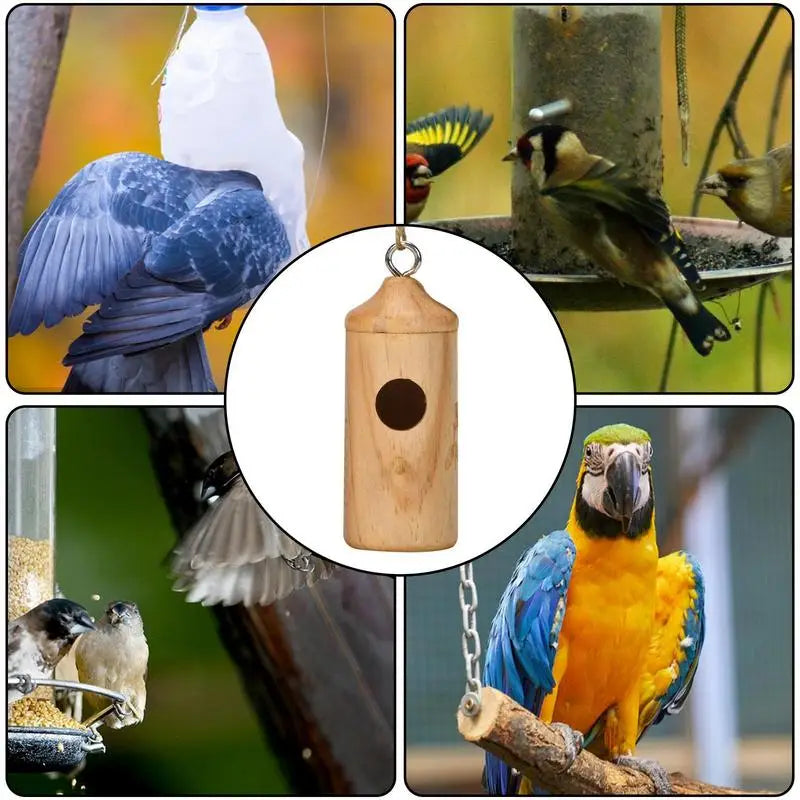 Wooden Hummingbird Swing Nest Wood Bird Houses For Outside Wooden Bird Swing Houses Natural Wood Nest For Humming Swallow Wren