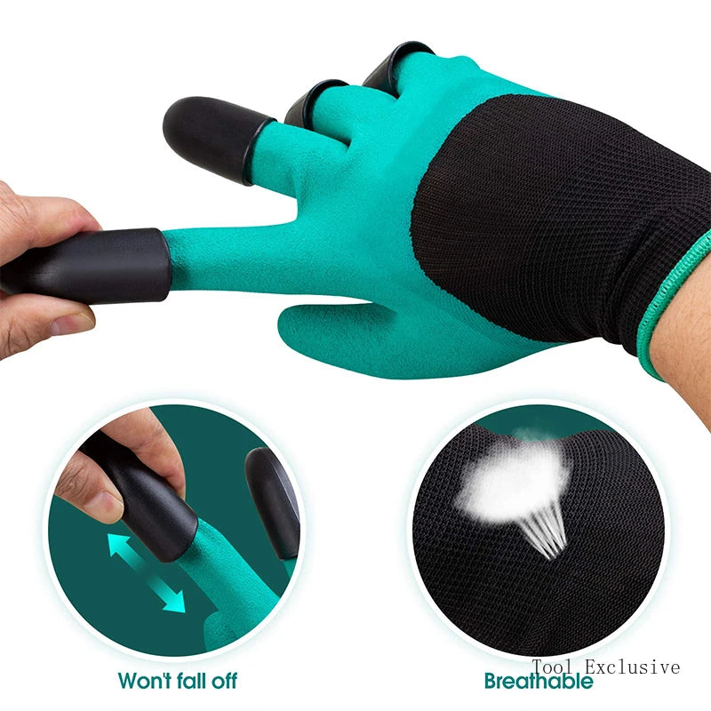 Garden Gloves With Claws Latex Work Gloves Breathable Waterproof Earth-Digging Planting Sting-Resistant Protective Digging Tools