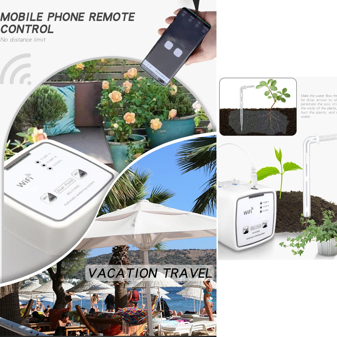 Double Pump Garden Wifi Control Watering Device Automatic Water Drip Irrigation Watering System Kit WIFI Mobile APP Control