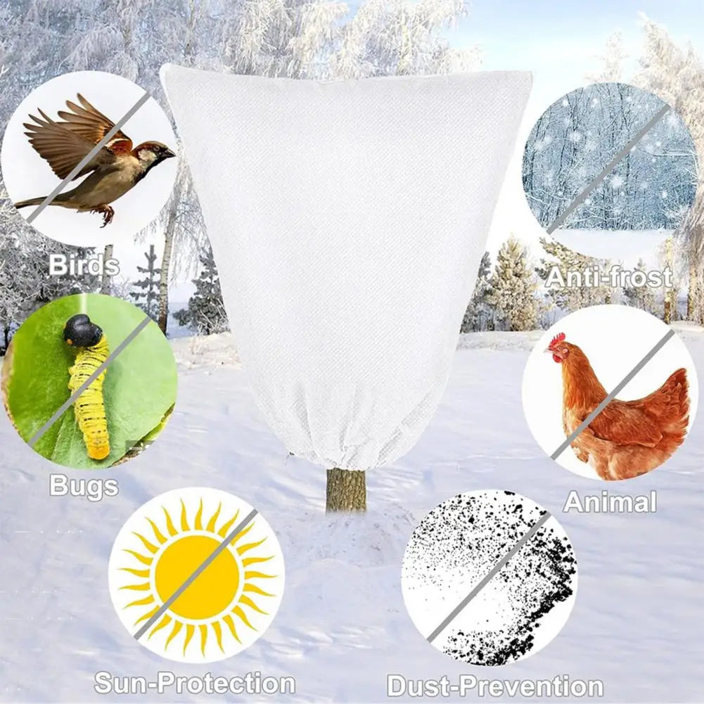 4Pcs Winter Plant Cold Cover With Drawstring Reusable Outdoor Garden Tree Vegetable Frost Protection Bag Gardener Gifts