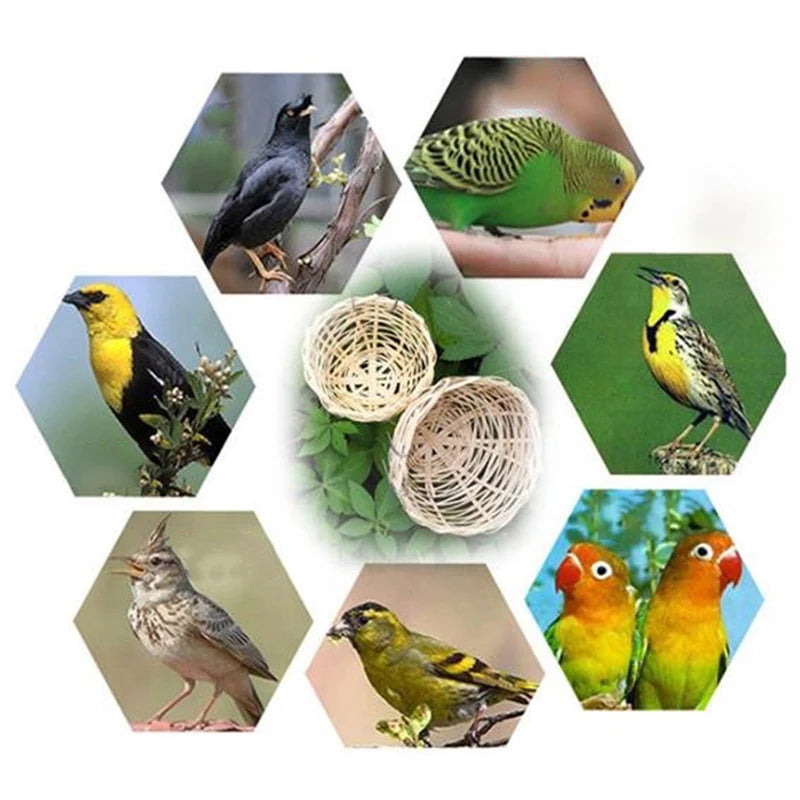 1PC Hanging Bird Nest Bamboo Bird Hut Outdoor Natural Fiber Birdhouse Small Canaries Nest Wren Nest Chickadee House