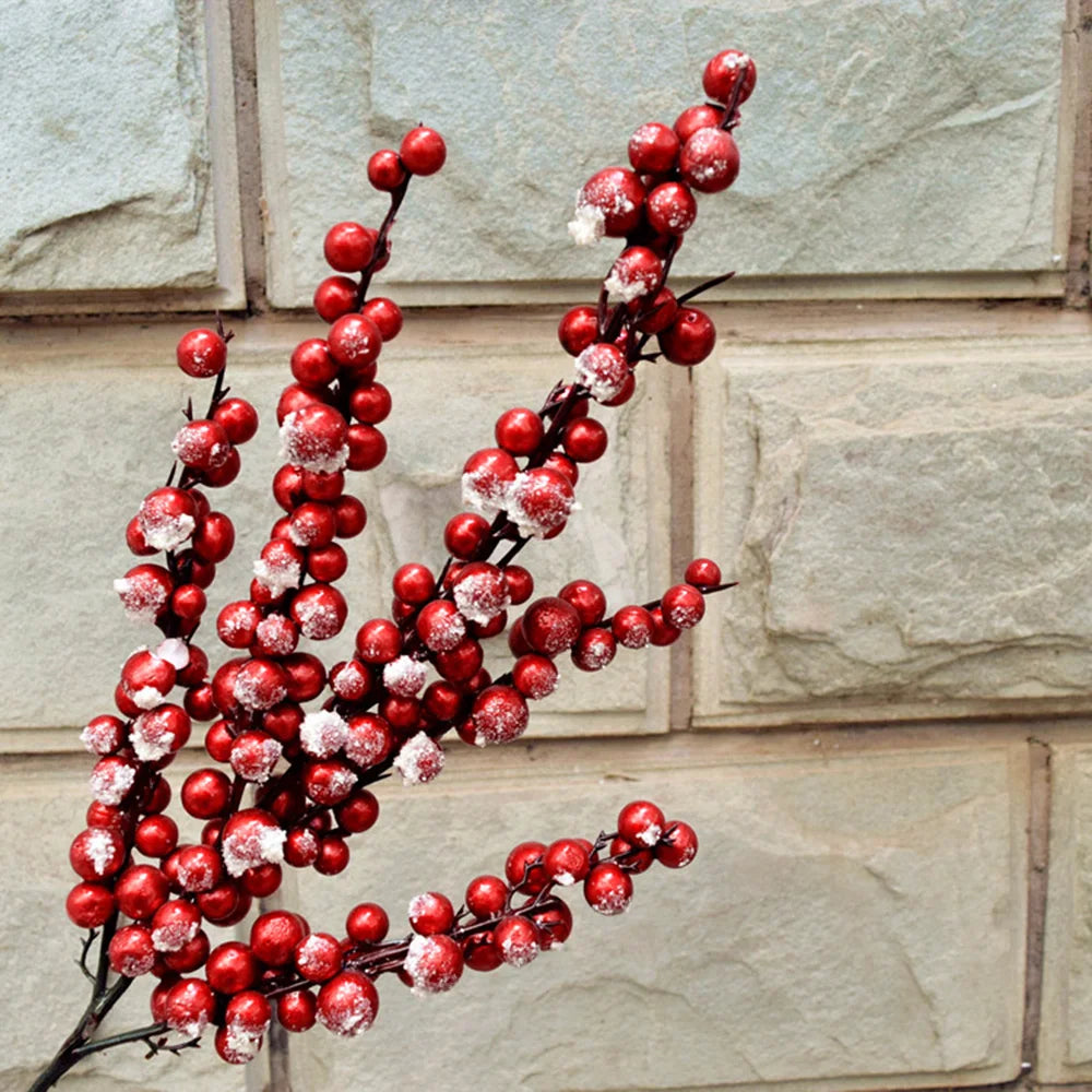 Simulated Red Berry Branches Christmas Artifical Plant Decoration Cherry Home Xmas Tree Wedding Flower Arranging Berries